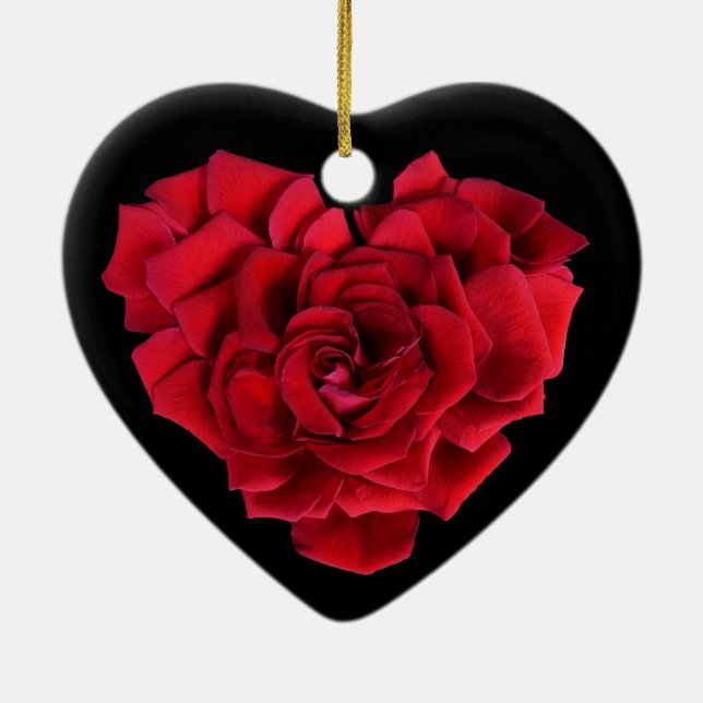 Adorno De Cerámica Red Rose Heart (Atrás)