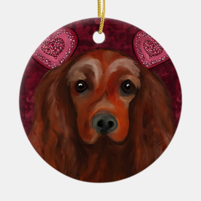 Adorno De Cerámica Red Setter de Irlanda (Frente)