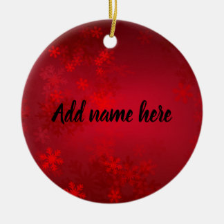 Adorno De Cerámica Red Snowflake Ornament - Add Your Name