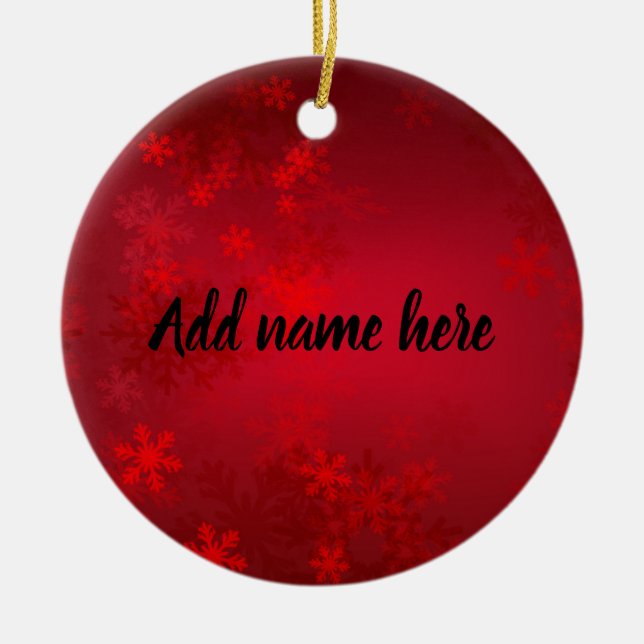 Adorno De Cerámica Red Snowflake Ornament - Add Your Name (Frente)