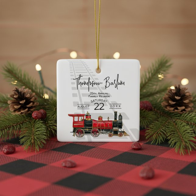 Adorno De Cerámica Red Train Family Reunion (Red Train Family Reunion Ceramic Ornament)