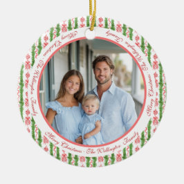 Adorno De Cerámica Red & White Chinoiserie Garland Grandmillennial