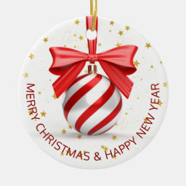 Adorno De Cerámica Red White Christmas Bauble Holiday