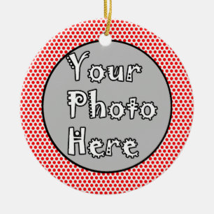 Adorno De Cerámica Red White Dot Black Trim Photo Frame