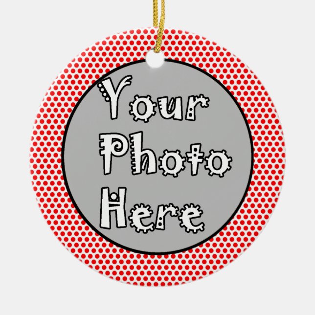 Adorno De Cerámica Red White Dot Black Trim  Photo Frame (Frente)