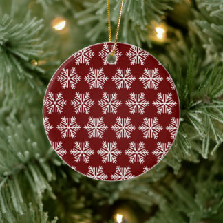 Adorno De Cerámica Red White Modern Snowflake Christmas Pattern