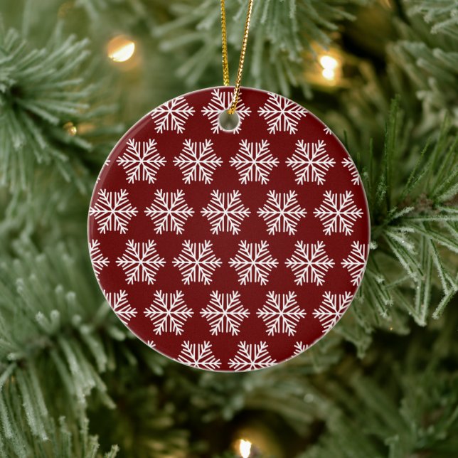 Adorno De Cerámica Red White Modern Snowflake Christmas Pattern (Árbol)