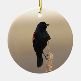 Adorno De Cerámica Red-winged Blackbird Ornament