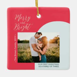 Adorno De Cerámica Red y Rosa Oro Moderno Navidades de fotografía Cer