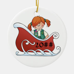 Adorno De Cerámica Redhead menor del trineo