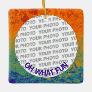 Adorno De Cerámica Redondear en la bandeja cuadrada 4 + tu foto