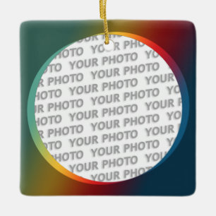 Adorno De Cerámica Redondear en marco cuadrado coloreado 2 + tu foto