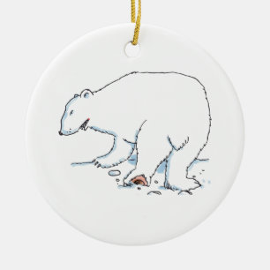 adorno de cerámica redondo de oso polar