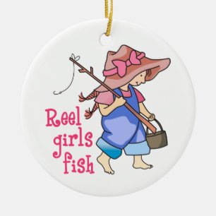 Adorno De Cerámica Reel Chicas Fish