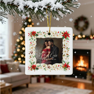 Adorno De Cerámica Refined Exquisite Floral Christmas Frame Holiday