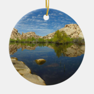 Adorno De Cerámica Reflejo de Barker Dam en Joshua Tree II