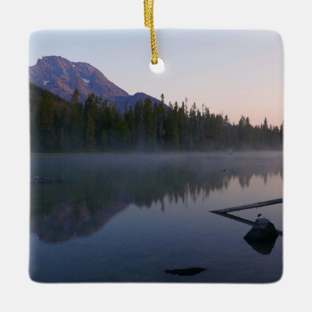 Adorno De Cerámica Reflejo del amanecer en String Lake II (Anverso)