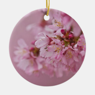 Adorno De Cerámica Reflejos Rojizos Pálidos de Flor de Cerezo Sakura