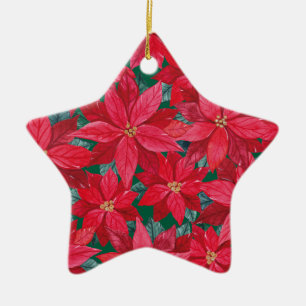 Adorno De Cerámica Refugio de invierno de Poinsettias