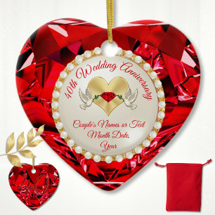 Adorno De Cerámica Regalo barato, 40 años Boda, Ruby
