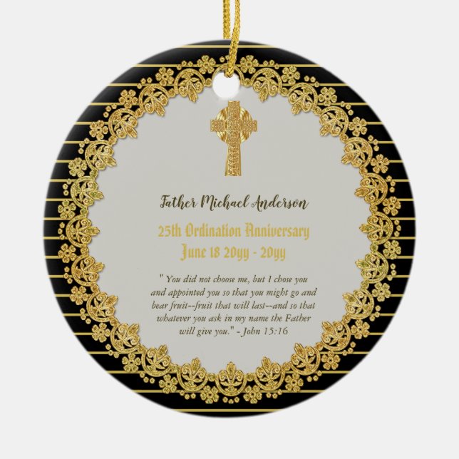 Adorno De Cerámica Regalo conmemorativo del aniversario de la ordenac (Frente)