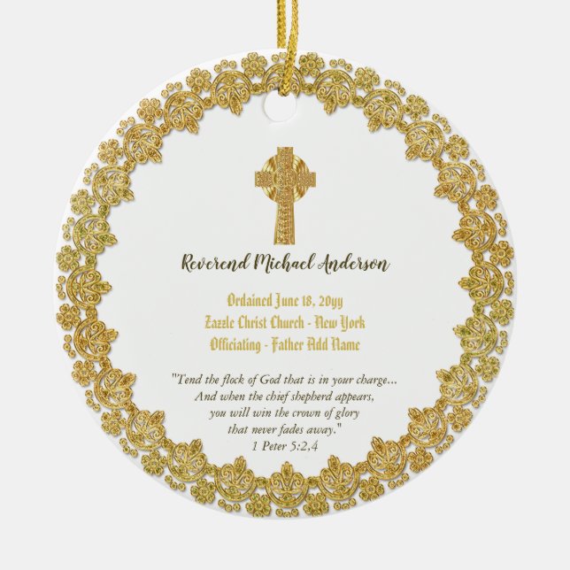 Adorno De Cerámica Regalo conmemorativo del sacerdote Pastor Deacon (Frente)