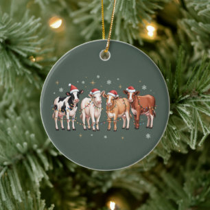 Adorno De Cerámica Regalo de amante de vaca de Navidad, granja de vac