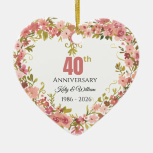 Adorno De Cerámica Regalo de aniversario de bodas número 40   