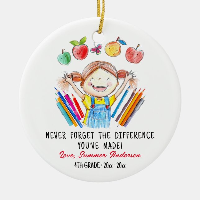 Adorno De Cerámica Regalo de Apreciación del Profesor personalizado (Frente)