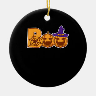 Adorno De Cerámica Regalo de araña Boo Halloween Calabaza cara arañ