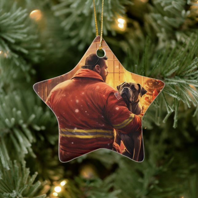 Adorno De Cerámica Regalo de boxer, regalo de Mascota, bombero de per (Árbol)