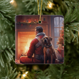 Adorno De Cerámica Regalo de boxer, regalo de Mascota, bombero de per