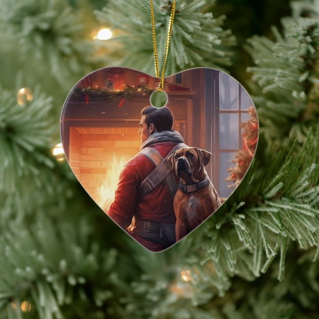 Adorno De Cerámica Regalo de boxer, regalo de Mascota, bombero de per (Árbol)