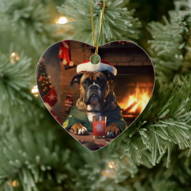 Adorno De Cerámica Regalo de boxer, regalo de Mascota, policía de per (Árbol)