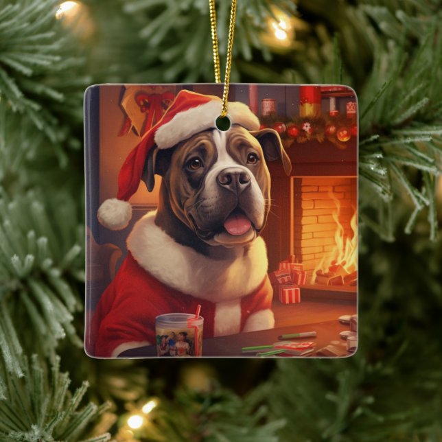 Adorno De Cerámica Regalo de boxer, regalo de Mascota, policía de per (Árbol)