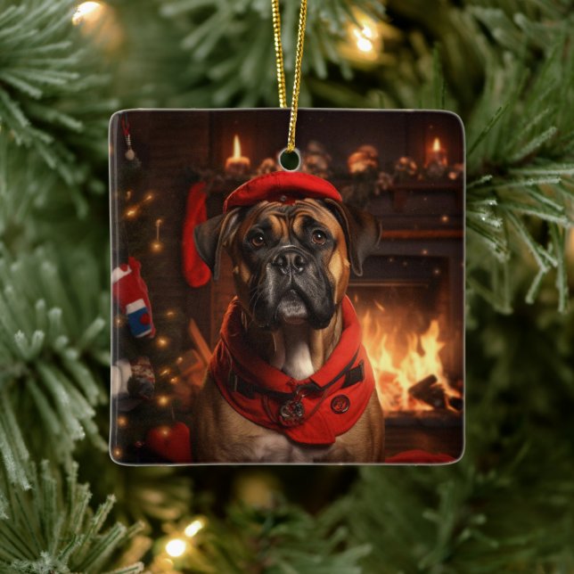 Adorno De Cerámica Regalo de boxer, regalo de Mascota, policía de per (Árbol)