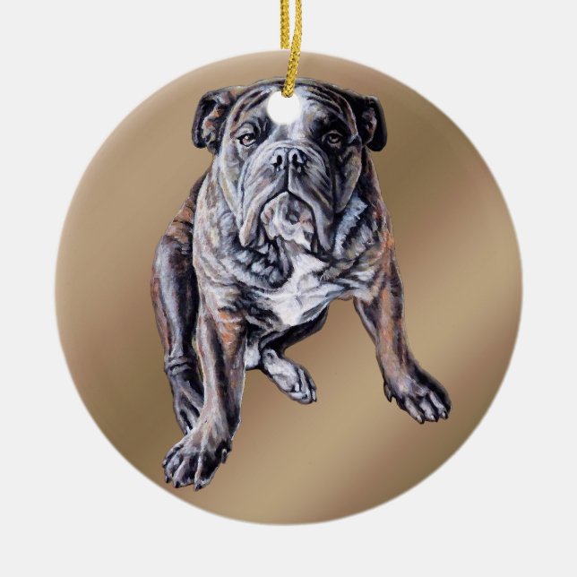 Adorno De Cerámica Regalo de Bulldog en inglés personalizado de ornam (Frente)