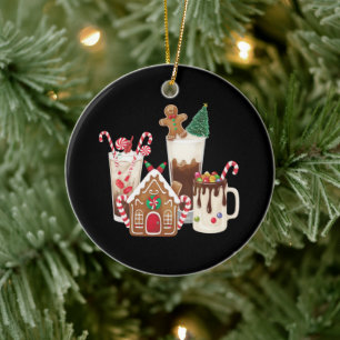 Adorno De Cerámica Regalo de café de Navidad de pan de jengibre amant