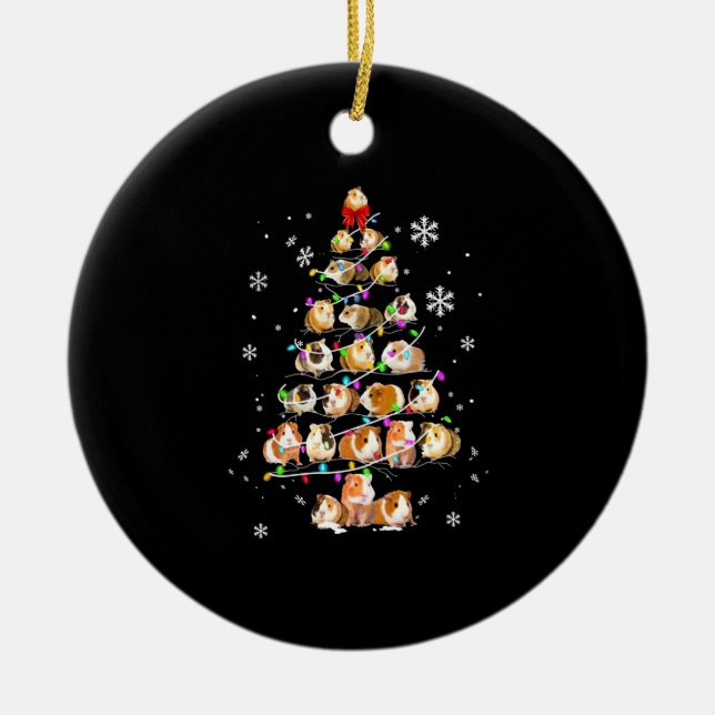 Adorno De Cerámica Regalo de cerdo de Guinea | Cerdo navideño (Frente)