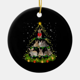 Adorno De Cerámica Regalo de conejo  Luz de árbol de Navidad de cone