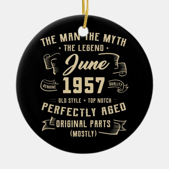 Adorno De Cerámica Regalo de cumpleaños 65 de junio de 1957 (Frente)