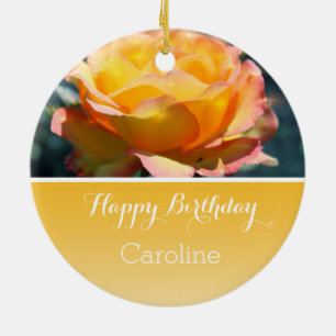 Adorno De Cerámica regalo de cumpleaños de rosa amarilla hermosa de u