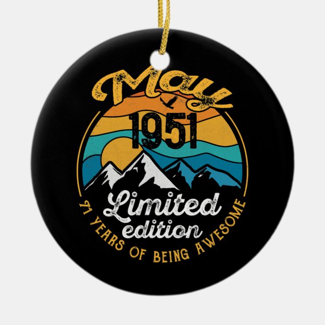 Adorno De Cerámica Regalo de cumpleaños número 71 años de antigüedad  (Frente)