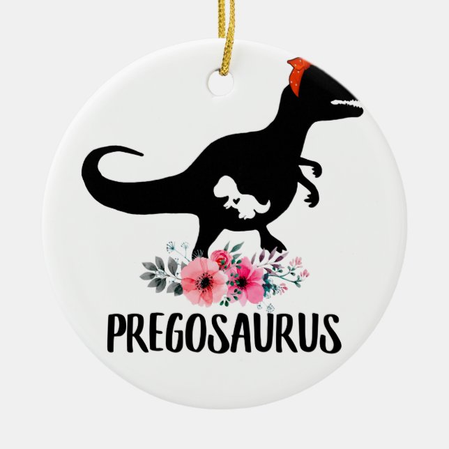 Adorno De Cerámica Regalo de embarazo divertido de Pregosaurus (Frente)