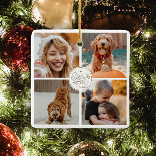 Adorno De Cerámica Regalo de familia de fotos de Navidades pequeños