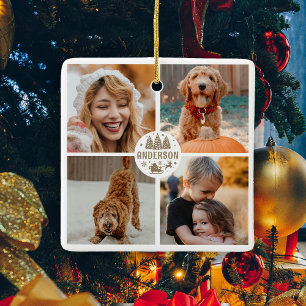 Adorno De Cerámica Regalo de familia de fotos de Navidades pequeños