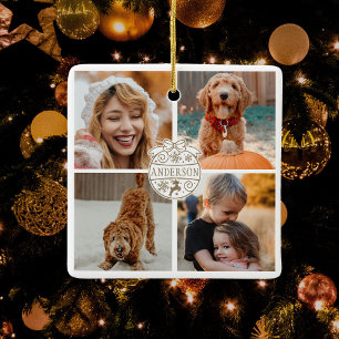 Adorno De Cerámica Regalo de familia de fotos de Navidades pequeños