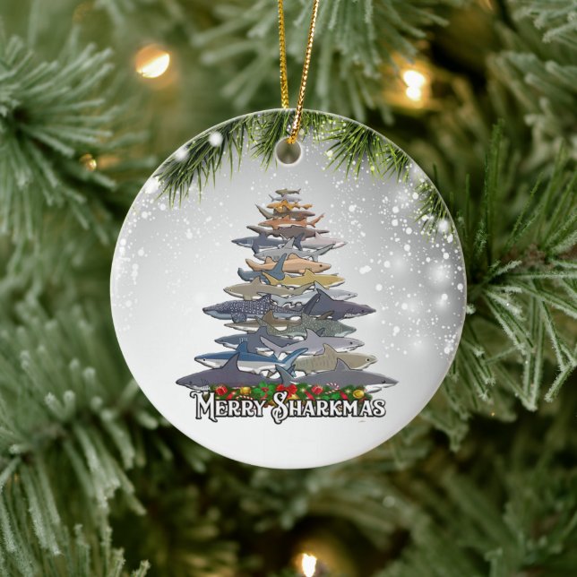 Adorno De Cerámica Regalo De Feliz Tiburón Para Adultos Adultos Amant (Árbol)