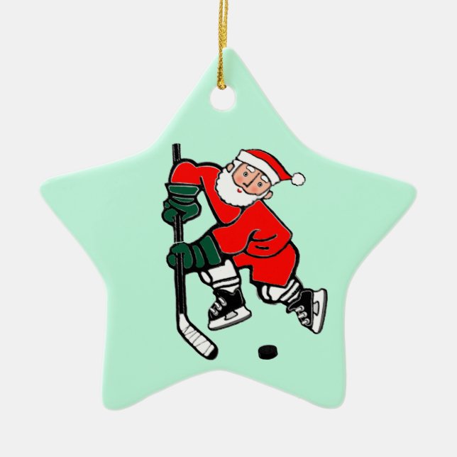 Adorno De Cerámica Regalo de feriado de hockey personalizado