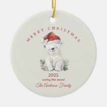 Regalo de foto de Navidad con oso polar en acuarel